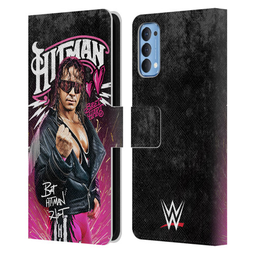 WWE Bret Hart Hitman Graphics Leather Book Wallet Case Cover For OPPO Reno 4 5G