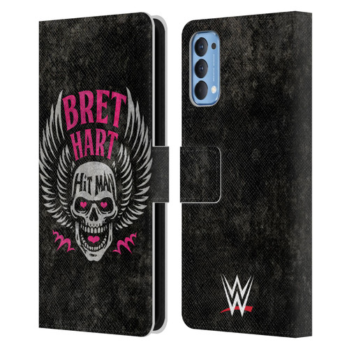 WWE Bret Hart Hitman Skull Leather Book Wallet Case Cover For OPPO Reno 4 5G