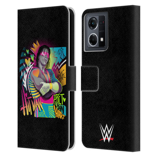 WWE Bret Hart Neon Art Leather Book Wallet Case Cover For OPPO Reno8 4G
