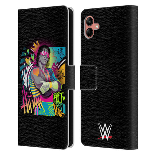 WWE Bret Hart Neon Art Leather Book Wallet Case Cover For Samsung Galaxy A04 (2022)