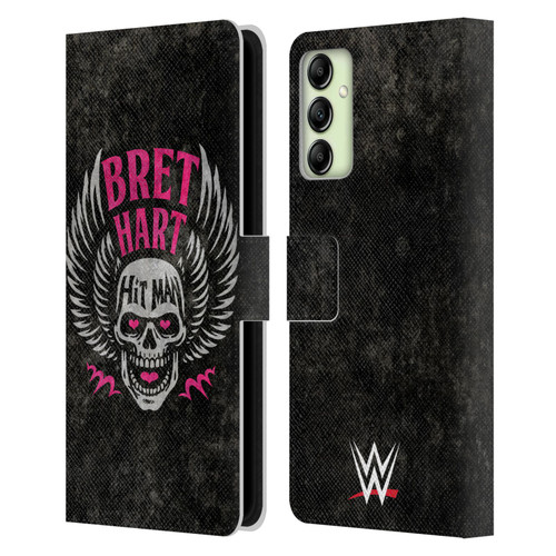 WWE Bret Hart Hitman Skull Leather Book Wallet Case Cover For Samsung Galaxy A14 5G