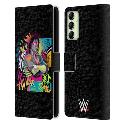 WWE Bret Hart Neon Art Leather Book Wallet Case Cover For Samsung Galaxy A14 5G