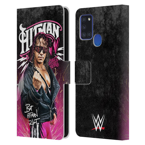 WWE Bret Hart Hitman Graphics Leather Book Wallet Case Cover For Samsung Galaxy A21s (2020)