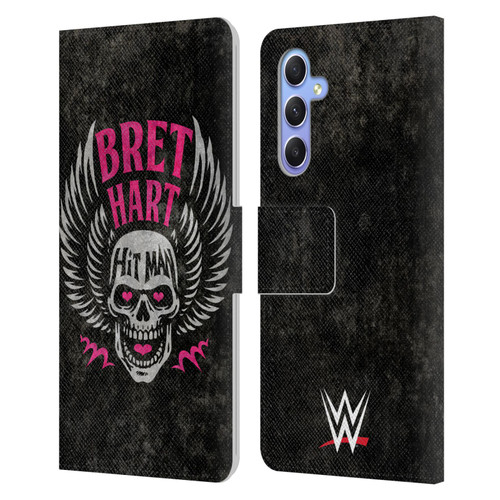 WWE Bret Hart Hitman Skull Leather Book Wallet Case Cover For Samsung Galaxy A34 5G