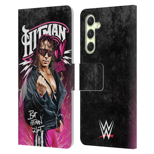 WWE Bret Hart Hitman Graphics Leather Book Wallet Case Cover For Samsung Galaxy A54 5G
