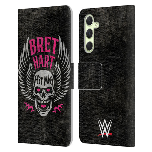 WWE Bret Hart Hitman Skull Leather Book Wallet Case Cover For Samsung Galaxy A54 5G