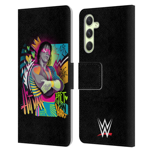 WWE Bret Hart Neon Art Leather Book Wallet Case Cover For Samsung Galaxy A54 5G