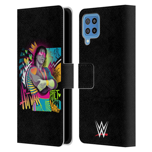 WWE Bret Hart Neon Art Leather Book Wallet Case Cover For Samsung Galaxy F22 (2021)