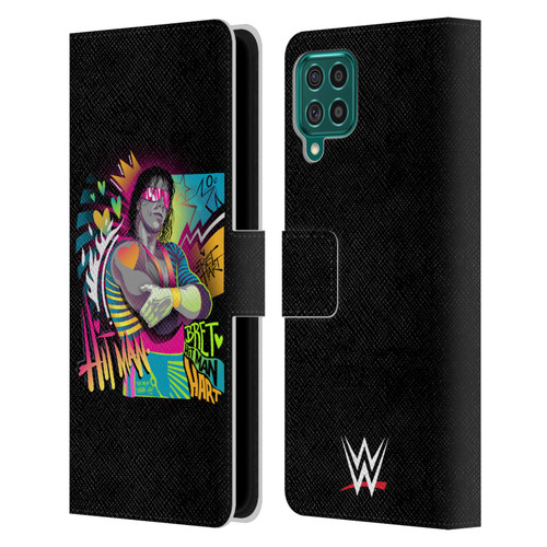 WWE Bret Hart Neon Art Leather Book Wallet Case Cover For Samsung Galaxy F62 (2021)