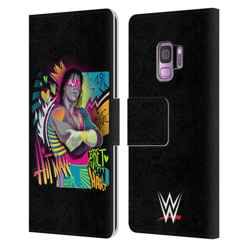 WWE Bret Hart Neon Art Leather Book Wallet Case Cover For Samsung Galaxy S9