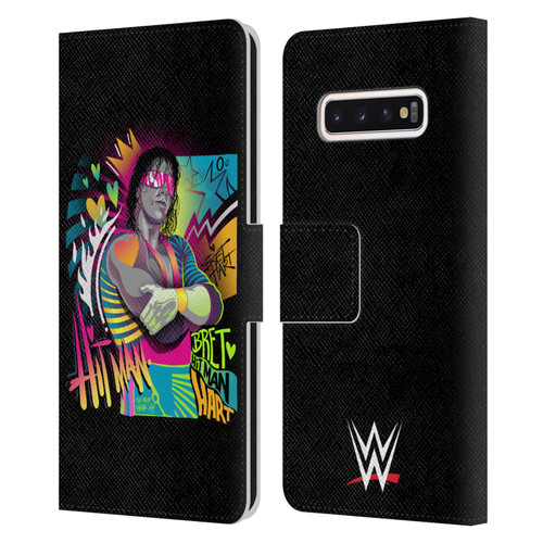 WWE Bret Hart Neon Art Leather Book Wallet Case Cover For Samsung Galaxy S10