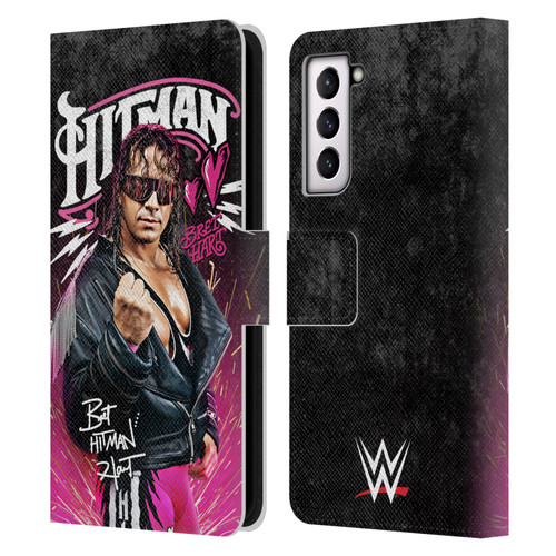 WWE Bret Hart Hitman Graphics Leather Book Wallet Case Cover For Samsung Galaxy S21 5G