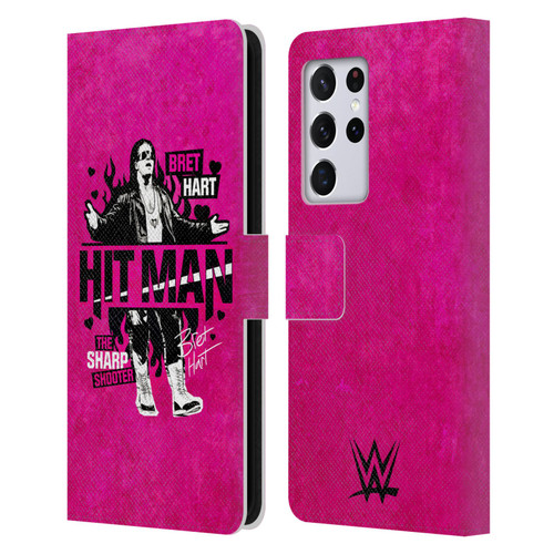 WWE Bret Hart Hitman Leather Book Wallet Case Cover For Samsung Galaxy S21 Ultra 5G