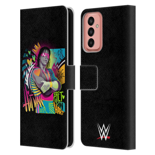WWE Bret Hart Neon Art Leather Book Wallet Case Cover For Samsung Galaxy M13 (2022)