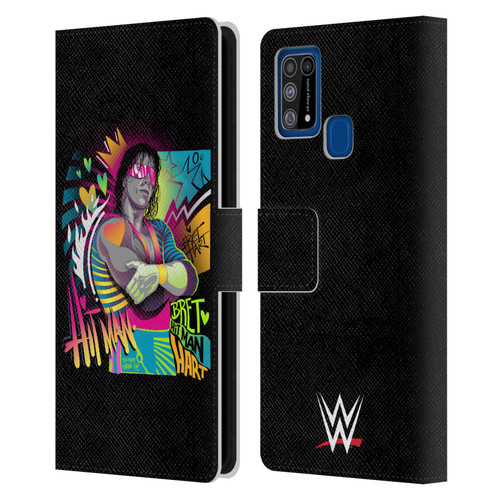WWE Bret Hart Neon Art Leather Book Wallet Case Cover For Samsung Galaxy M31 (2020)