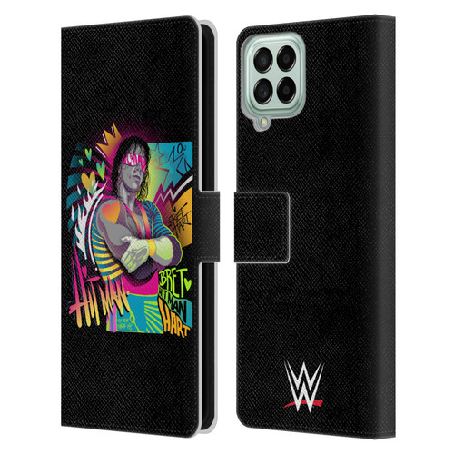 WWE Bret Hart Neon Art Leather Book Wallet Case Cover For Samsung Galaxy M33 (2022)