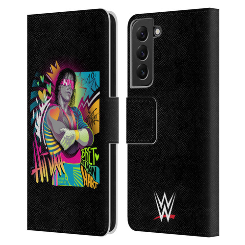 WWE Bret Hart Neon Art Leather Book Wallet Case Cover For Samsung Galaxy S22+ 5G