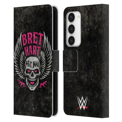 WWE Bret Hart Hitman Skull Leather Book Wallet Case Cover For Samsung Galaxy S23 5G