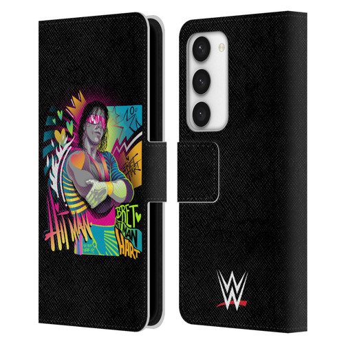 WWE Bret Hart Neon Art Leather Book Wallet Case Cover For Samsung Galaxy S23 5G