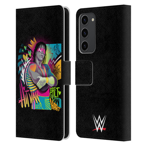 WWE Bret Hart Neon Art Leather Book Wallet Case Cover For Samsung Galaxy S23+ 5G