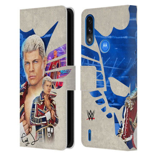 WWE Cody Rhodes Superstar Graphics Leather Book Wallet Case Cover For Motorola Moto E7 Power / Moto E7i Power