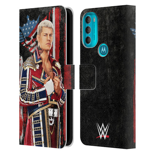 WWE Cody Rhodes Superstar Flag Leather Book Wallet Case Cover For Motorola Moto G71 5G