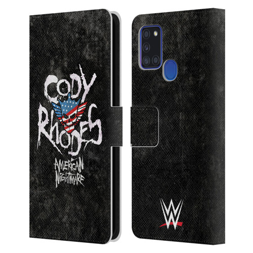 WWE Cody Rhodes Distressed Name Leather Book Wallet Case Cover For Samsung Galaxy A21s (2020)