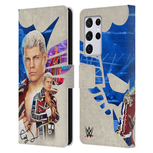WWE Cody Rhodes Superstar Graphics Leather Book Wallet Case Cover For Samsung Galaxy S21 Ultra 5G