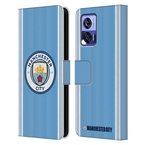 Manchester City Man City FC 2023/24 Badge Kit Home Leather Book Wallet Case Cover For Motorola Edge 30 Neo 5G