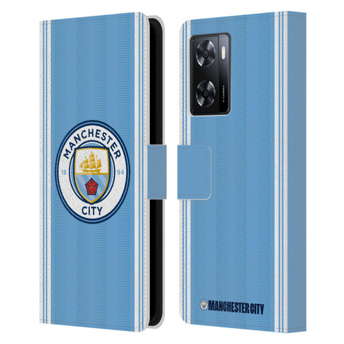 Manchester City Man City FC 2023/24 Badge Kit Home Leather Book Wallet Case Cover For OPPO A57s