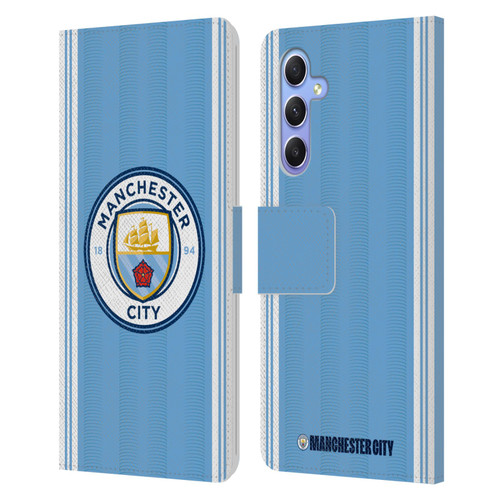 Manchester City Man City FC 2023/24 Badge Kit Home Leather Book Wallet Case Cover For Samsung Galaxy A34 5G