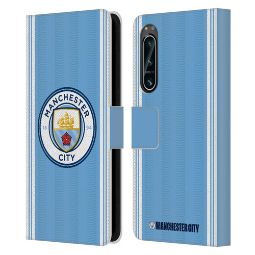 Manchester City Man City FC 2023/24 Badge Kit Home Leather Book Wallet Case Cover For Sony Xperia 5 IV