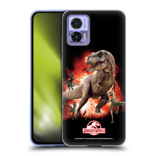 Jurassic World Key Art T-Rex VS. Velociraptors Soft Gel Case for Motorola Edge 30 Neo 5G