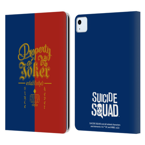 Suicide Squad 2016 Graphics Property Of Joker Leather Book Wallet Case Cover For Apple iPad Air 2020 / 2022