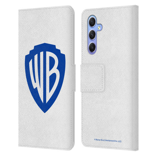 Warner Bros. Shield Logo White Leather Book Wallet Case Cover For Samsung Galaxy A34 5G