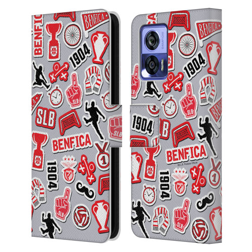 S.L. Benfica 2021/22 Crest Stickers Leather Book Wallet Case Cover For Motorola Edge 30 Neo 5G