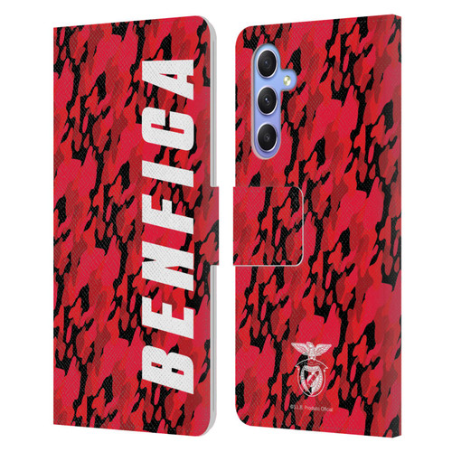 S.L. Benfica 2021/22 Crest Camouflage Leather Book Wallet Case Cover For Samsung Galaxy A34 5G