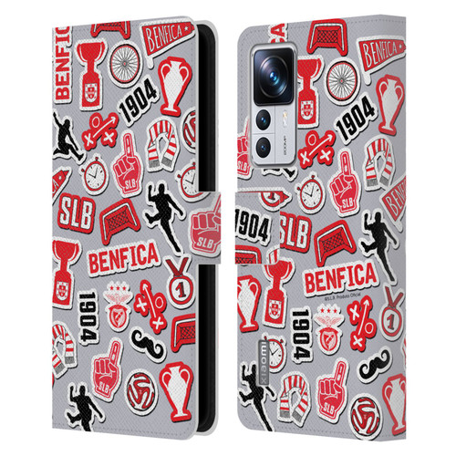 S.L. Benfica 2021/22 Crest Stickers Leather Book Wallet Case Cover For Xiaomi 12T Pro