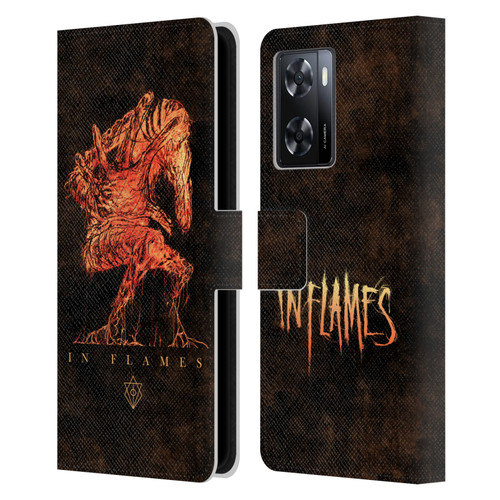 In Flames Metal Grunge Creature Leather Book Wallet Case Cover For OPPO A57s