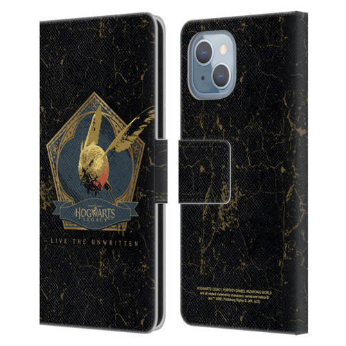 Hogwarts Legacy Graphics Golden Snidget Leather Book Wallet Case Cover For Apple iPhone 14
