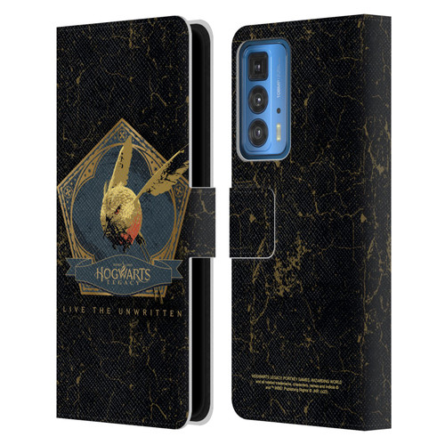 Hogwarts Legacy Graphics Golden Snidget Leather Book Wallet Case Cover For Motorola Edge 20 Pro
