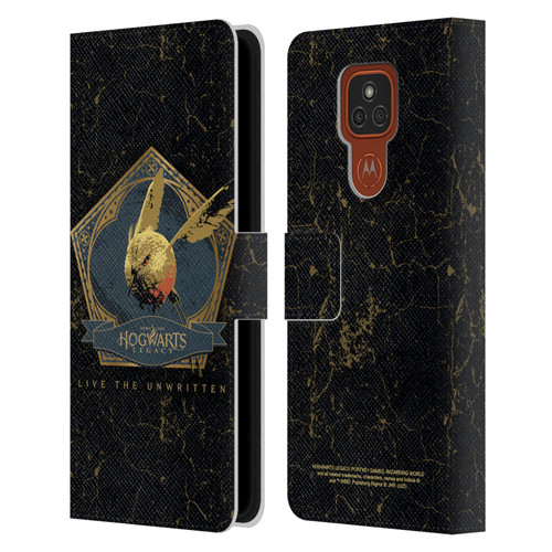 Hogwarts Legacy Graphics Golden Snidget Leather Book Wallet Case Cover For Motorola Moto E7 Plus