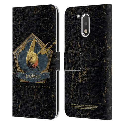 Hogwarts Legacy Graphics Golden Snidget Leather Book Wallet Case Cover For Motorola Moto G41