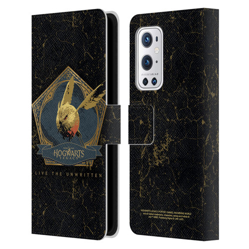 Hogwarts Legacy Graphics Golden Snidget Leather Book Wallet Case Cover For OnePlus 9 Pro