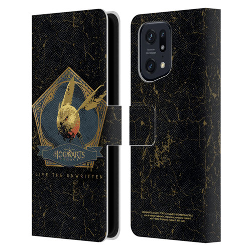 Hogwarts Legacy Graphics Golden Snidget Leather Book Wallet Case Cover For OPPO Find X5 Pro