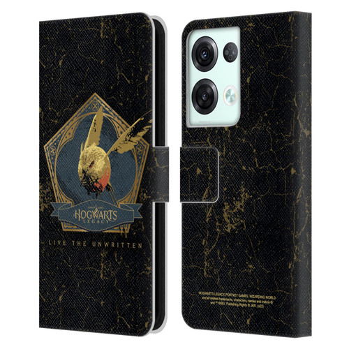 Hogwarts Legacy Graphics Golden Snidget Leather Book Wallet Case Cover For OPPO Reno8 Pro
