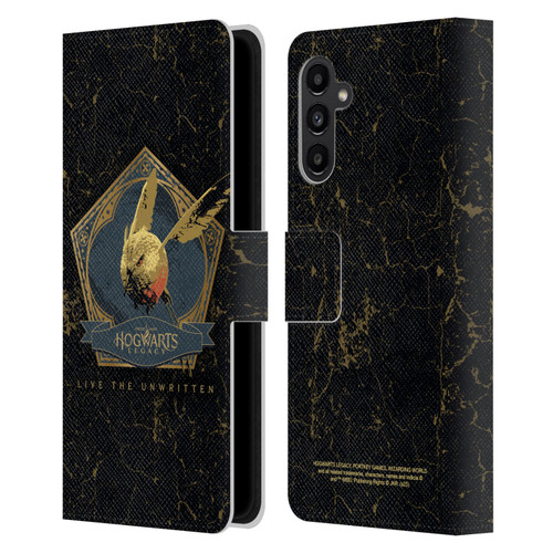 Hogwarts Legacy Graphics Golden Snidget Leather Book Wallet Case Cover For Samsung Galaxy A13 5G (2021)