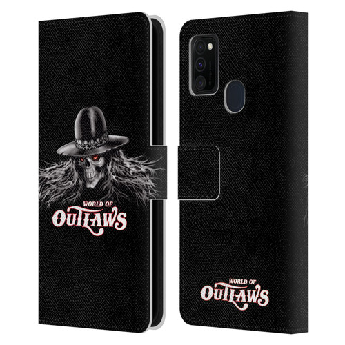 World of Outlaws Skull Rock Graphics Logo Leather Book Wallet Case Cover For Samsung Galaxy M30s (2019)/M21 (2020)