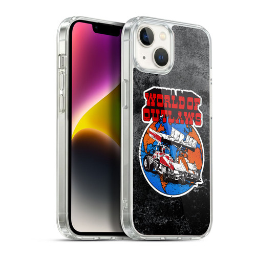 World of Outlaws Western Graphics Distressed Sprint Car Logo Soft Gel Case for Apple iPhone 14 Plus & MagSafe