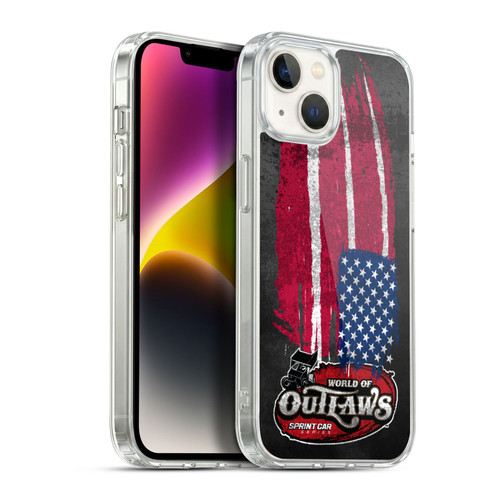 World of Outlaws Western Graphics US Flag Distressed Soft Gel Case for Apple iPhone 14 Plus & MagSafe